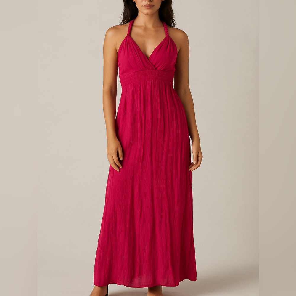 2/$15 GAP Pink Halter Maxi Sundress Shimmer